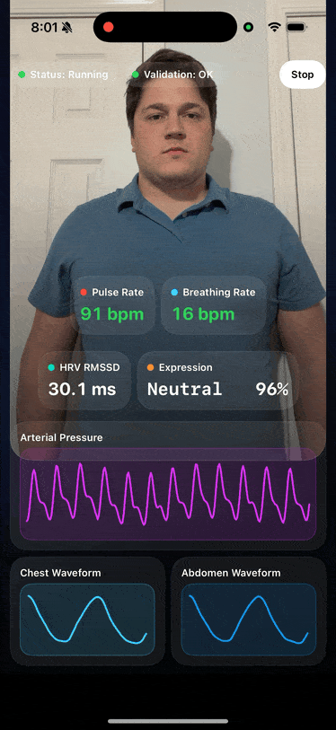 SmartSpectra iOS quickstart demo