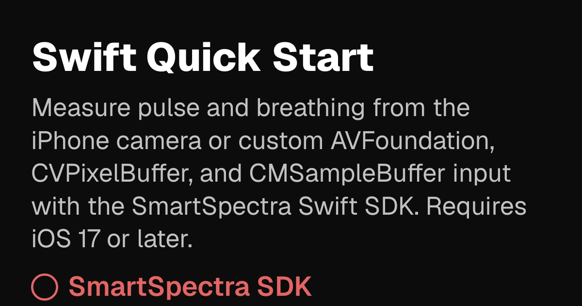 Quick Start | SmartSpectra SDK